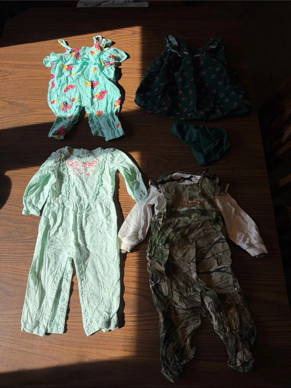 Baby 12m Girls 4 pants, 1 long sleeve onsie, 3 long sleeve shirts, 2 jackets, +